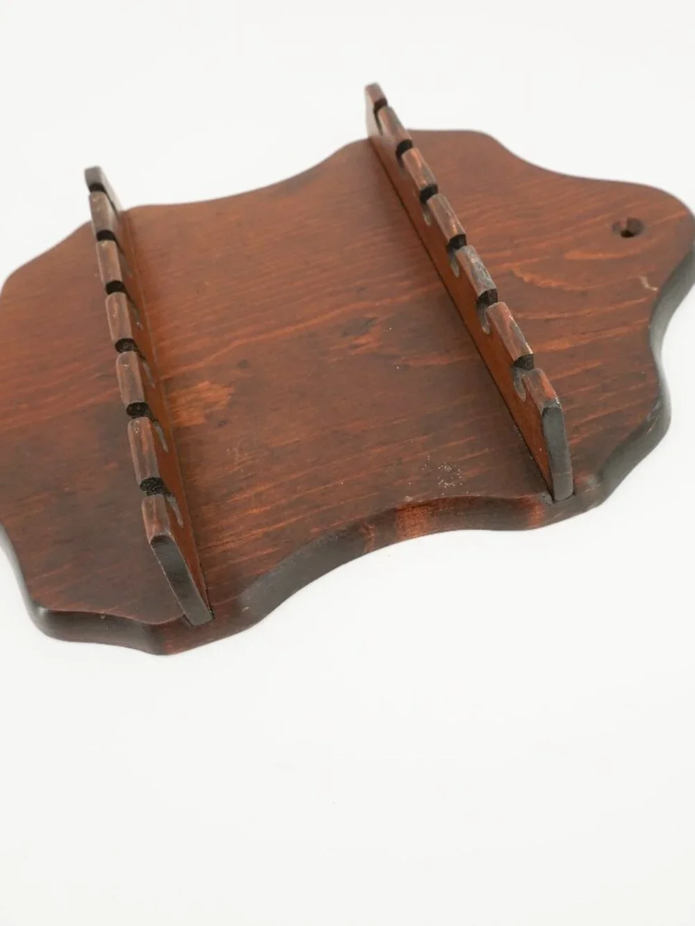 Vintage Collector Spoon Display Rack, Holder, Dark Wood Wall Mount, 10x7 Inch